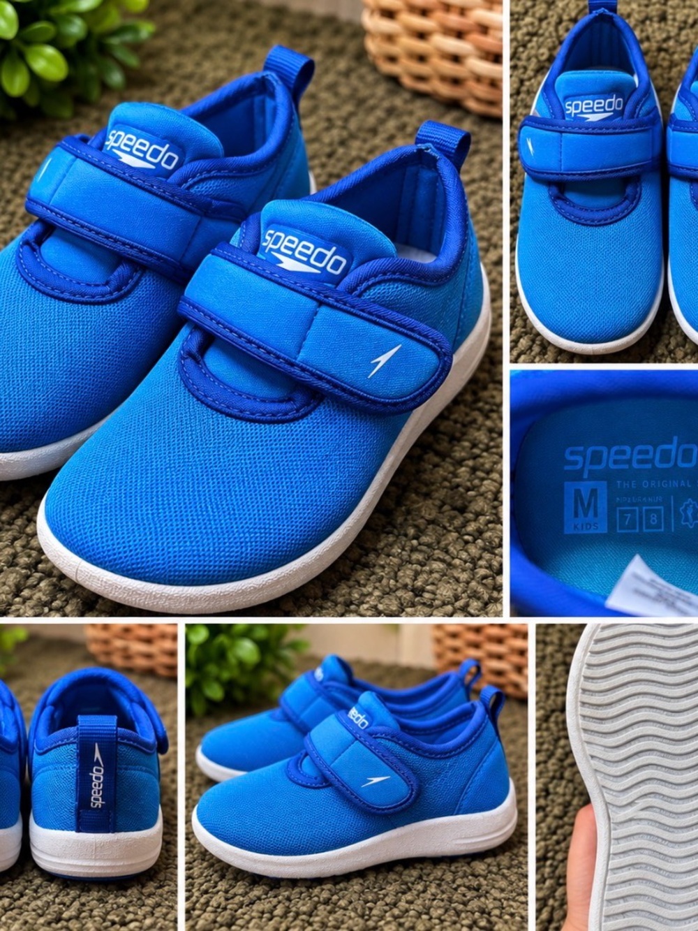 Speedo Bright Blue Kids Slip-On Velcro Water Shoes